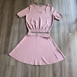 2 Set Stretch Tracksuit Tennis Skirt And Crop Top Pink Size S Y2K Mushroom